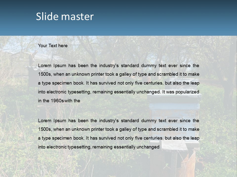 A Bunch Of Beehives In The Middle Of A Field PowerPoint Template