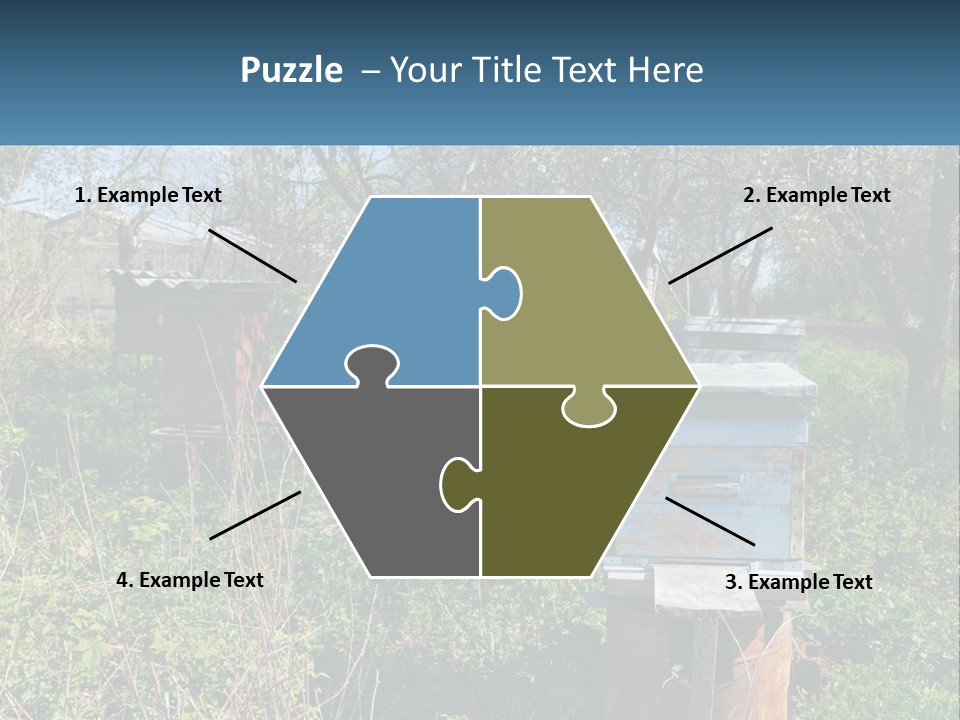 A Bunch Of Beehives In The Middle Of A Field PowerPoint Template