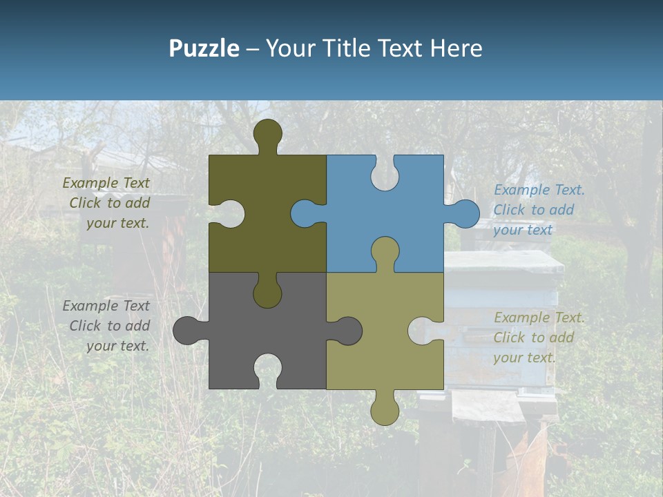 A Bunch Of Beehives In The Middle Of A Field PowerPoint Template