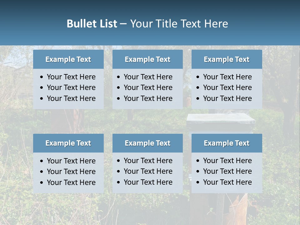 A Bunch Of Beehives In The Middle Of A Field PowerPoint Template