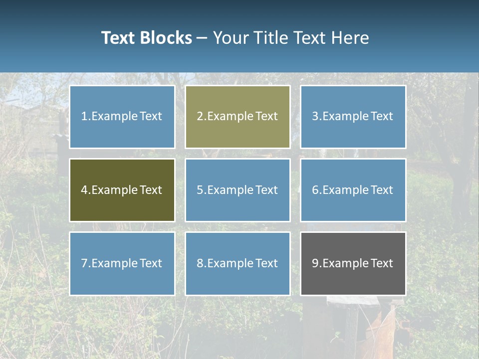 A Bunch Of Beehives In The Middle Of A Field PowerPoint Template