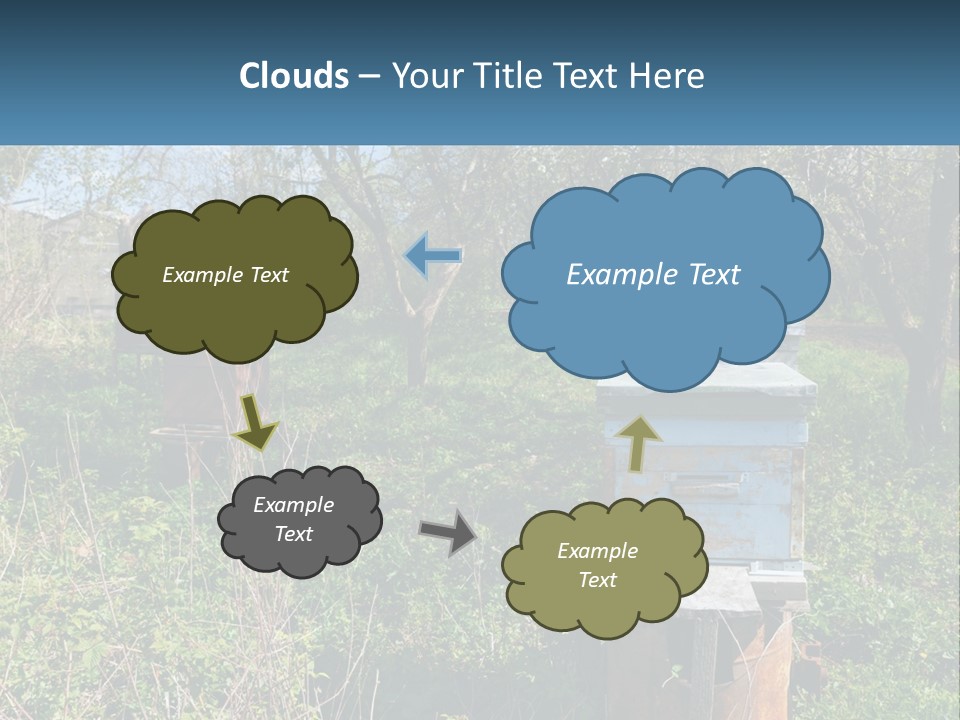 A Bunch Of Beehives In The Middle Of A Field PowerPoint Template