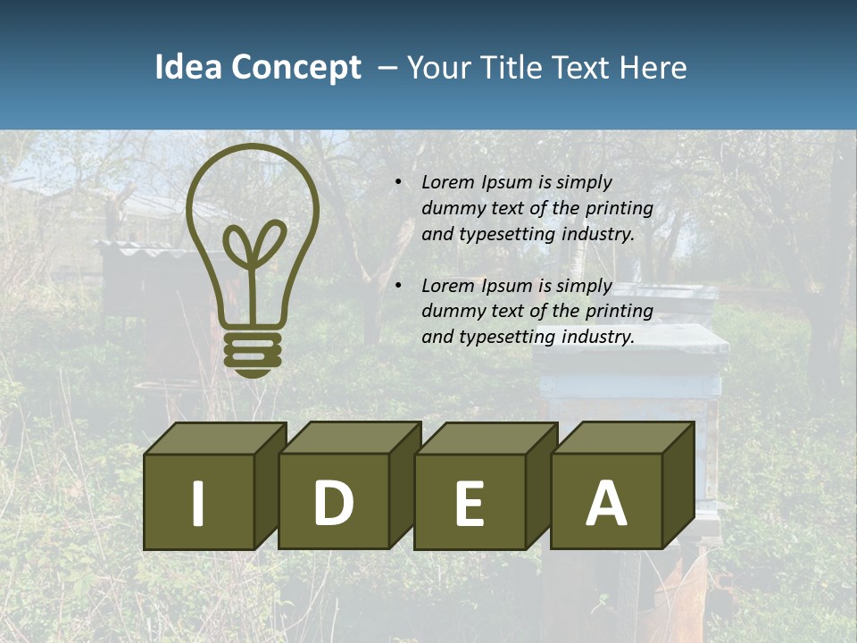 A Bunch Of Beehives In The Middle Of A Field PowerPoint Template