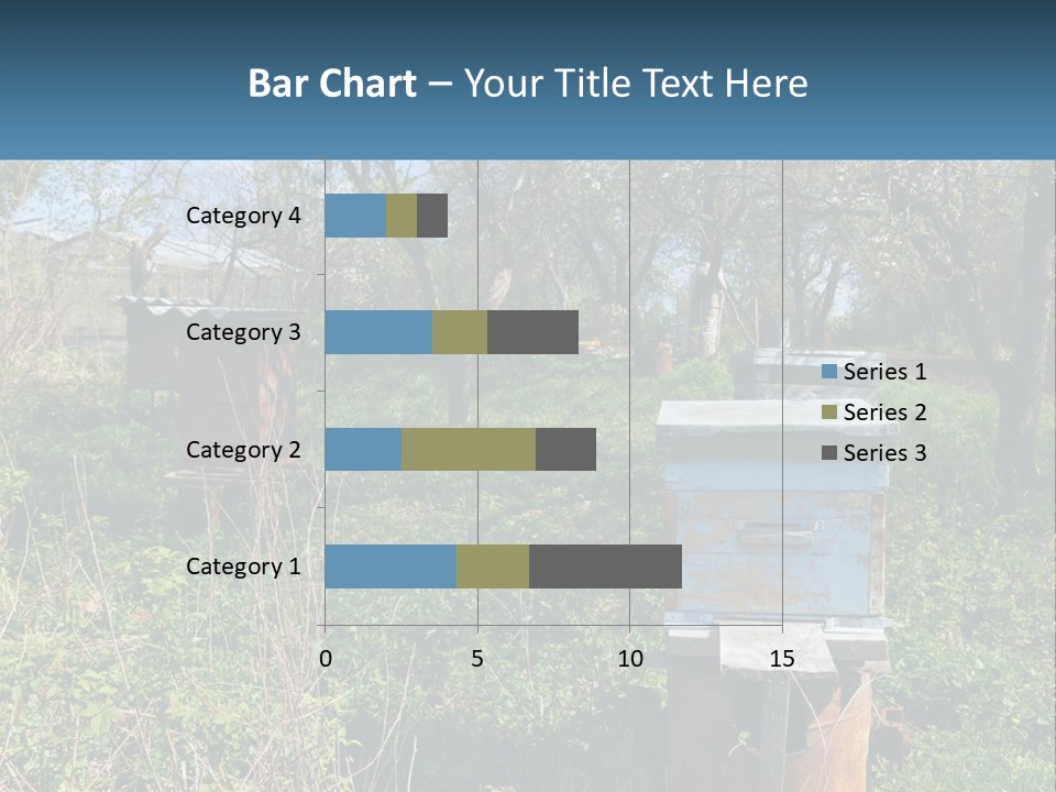 A Bunch Of Beehives In The Middle Of A Field PowerPoint Template
