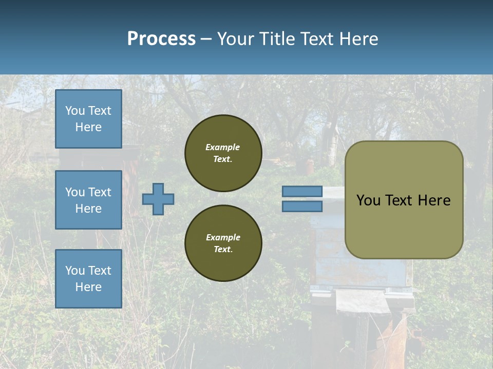 A Bunch Of Beehives In The Middle Of A Field PowerPoint Template