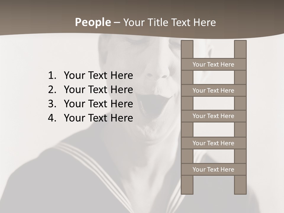 A Black And White Photo Of A Sailor Making A Funny Face PowerPoint Template