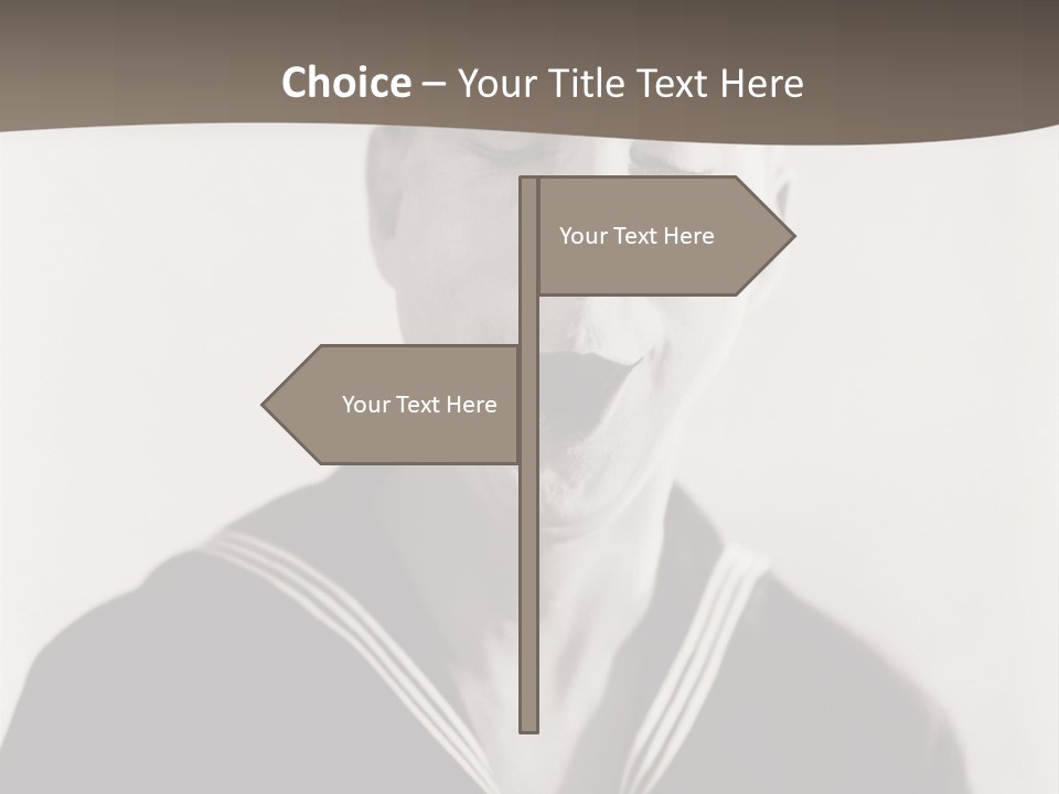 A Black And White Photo Of A Sailor Making A Funny Face PowerPoint Template