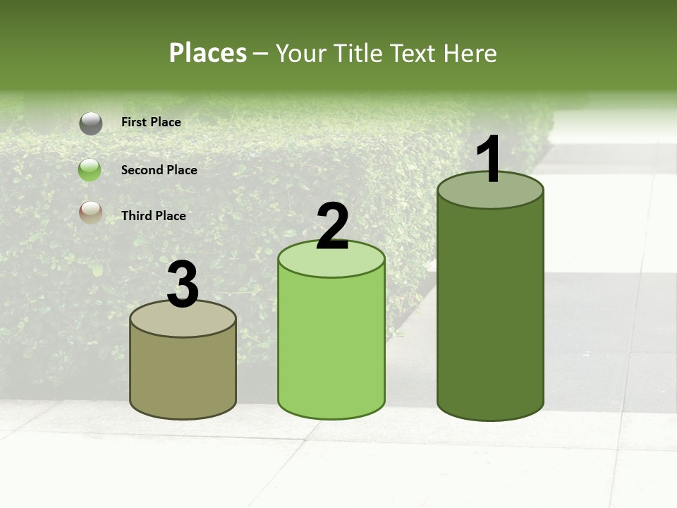 A Row Of Hedges On A Sidewalk In Front Of A Building PowerPoint Template