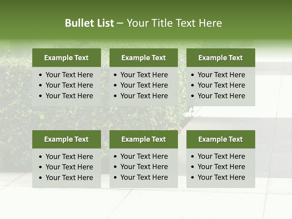 A Row Of Hedges On A Sidewalk In Front Of A Building PowerPoint Template