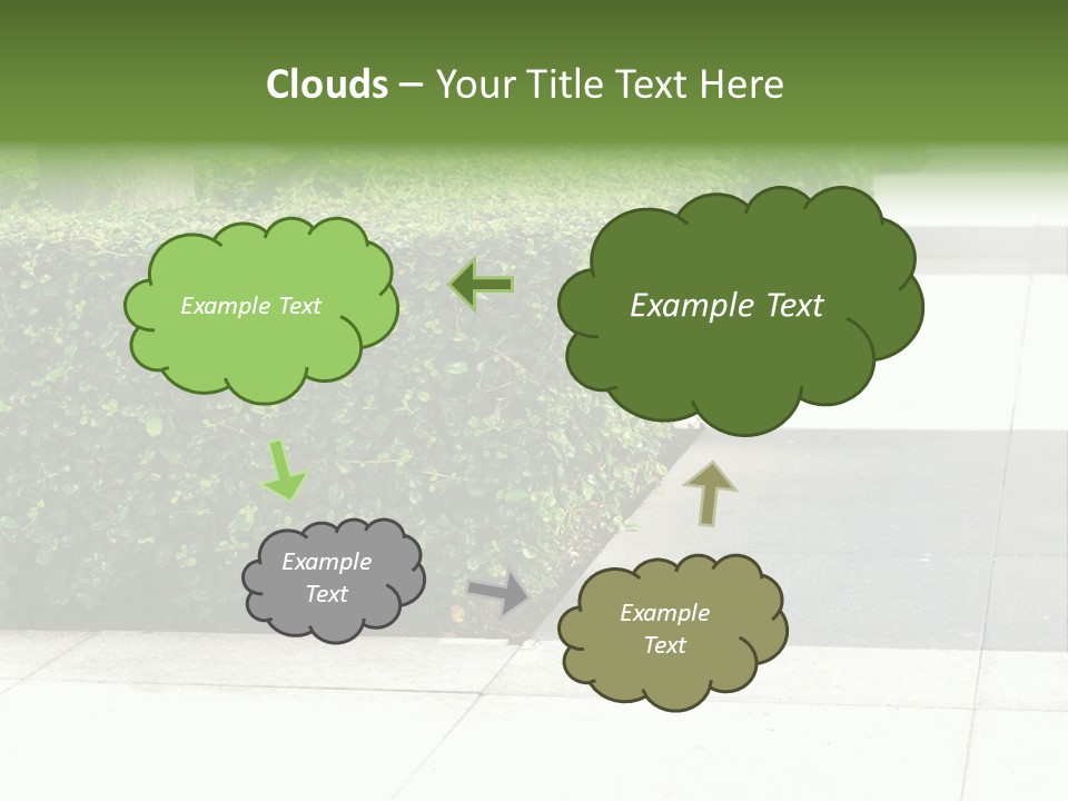 A Row Of Hedges On A Sidewalk In Front Of A Building PowerPoint Template