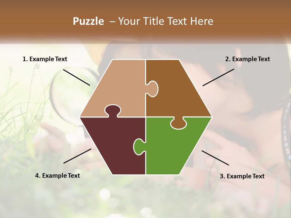 Two Children Looking At Each Other Through A Magnifying Glass PowerPoint Template