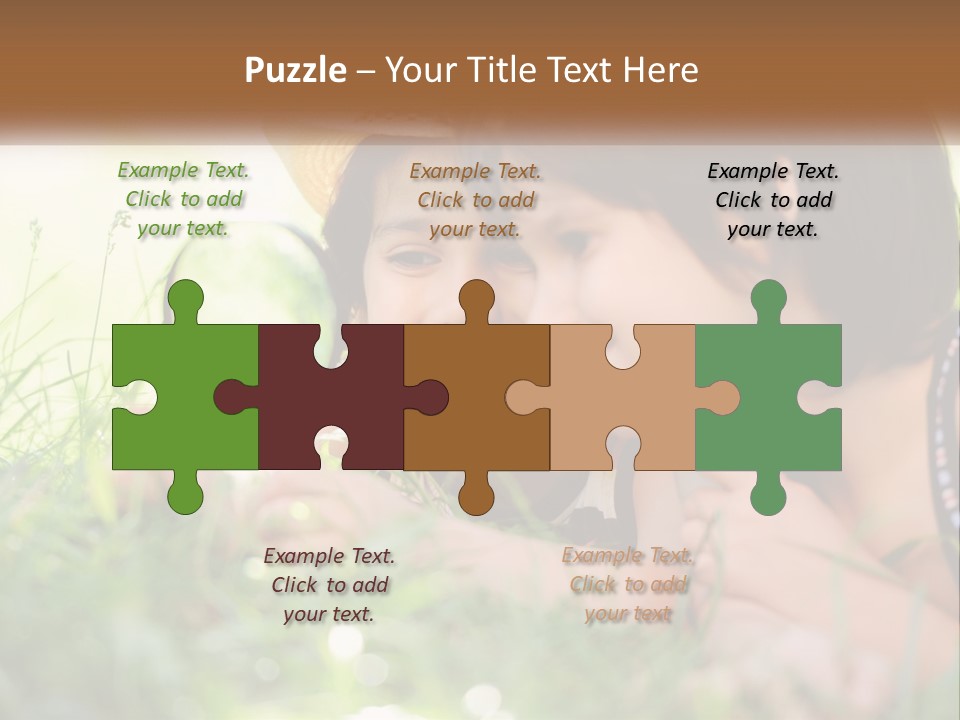 Two Children Looking At Each Other Through A Magnifying Glass PowerPoint Template