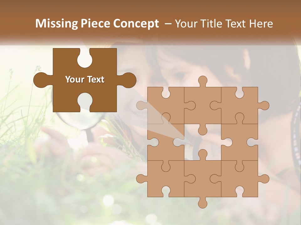 Two Children Looking At Each Other Through A Magnifying Glass PowerPoint Template