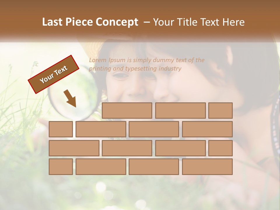 Two Children Looking At Each Other Through A Magnifying Glass PowerPoint Template