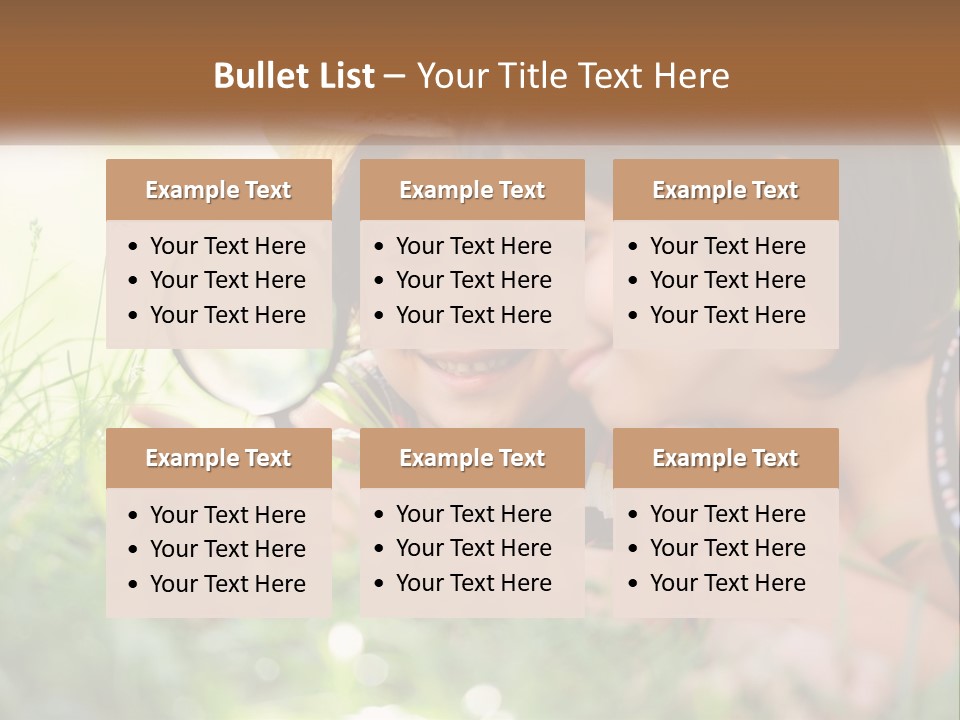 Two Children Looking At Each Other Through A Magnifying Glass PowerPoint Template
