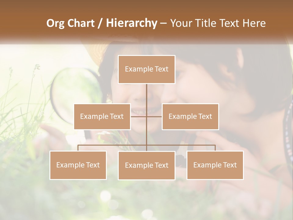 Two Children Looking At Each Other Through A Magnifying Glass PowerPoint Template