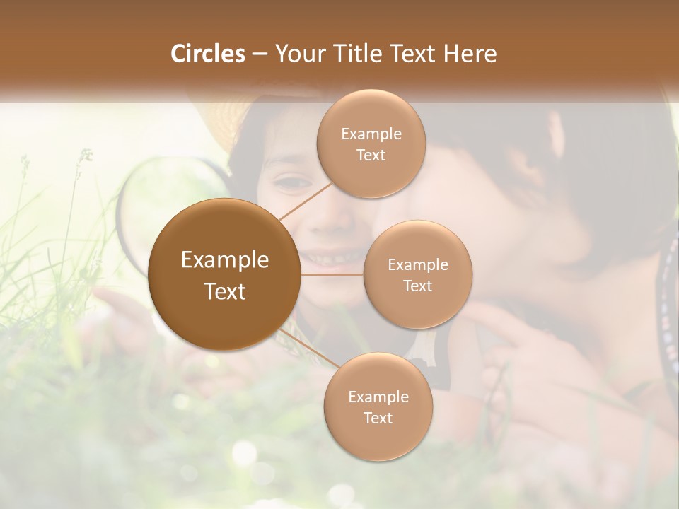 Two Children Looking At Each Other Through A Magnifying Glass PowerPoint Template