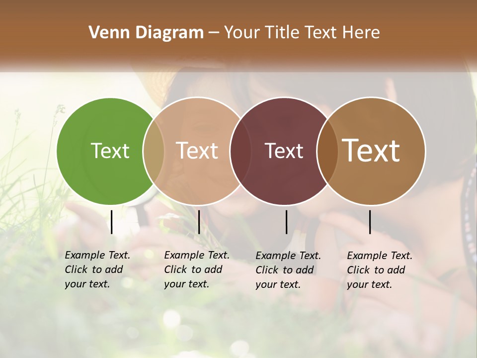 Two Children Looking At Each Other Through A Magnifying Glass PowerPoint Template