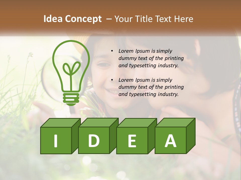 Two Children Looking At Each Other Through A Magnifying Glass PowerPoint Template