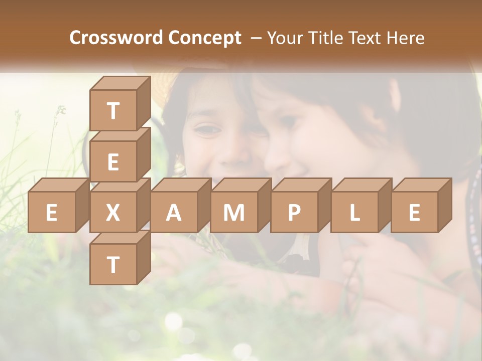 Two Children Looking At Each Other Through A Magnifying Glass PowerPoint Template