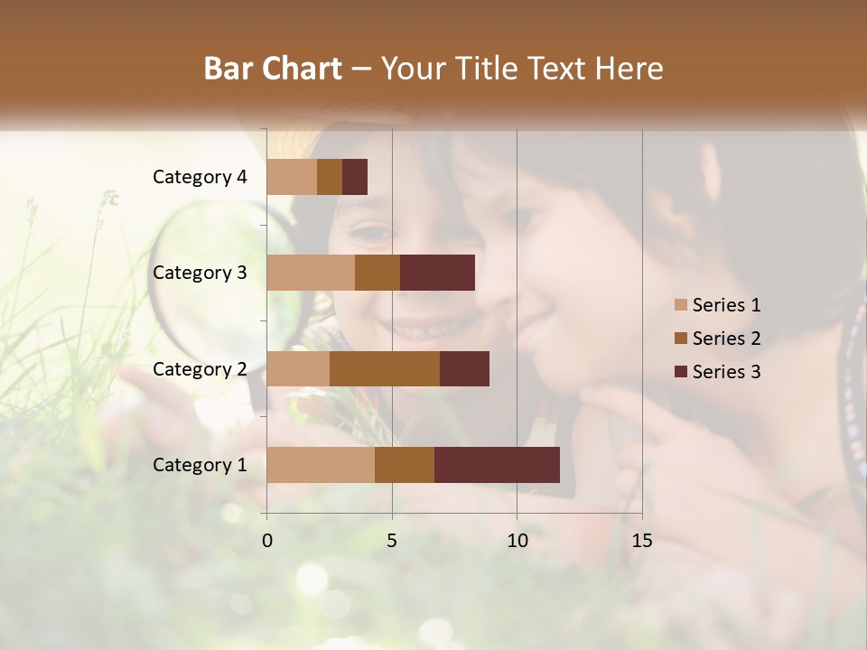 Two Children Looking At Each Other Through A Magnifying Glass PowerPoint Template