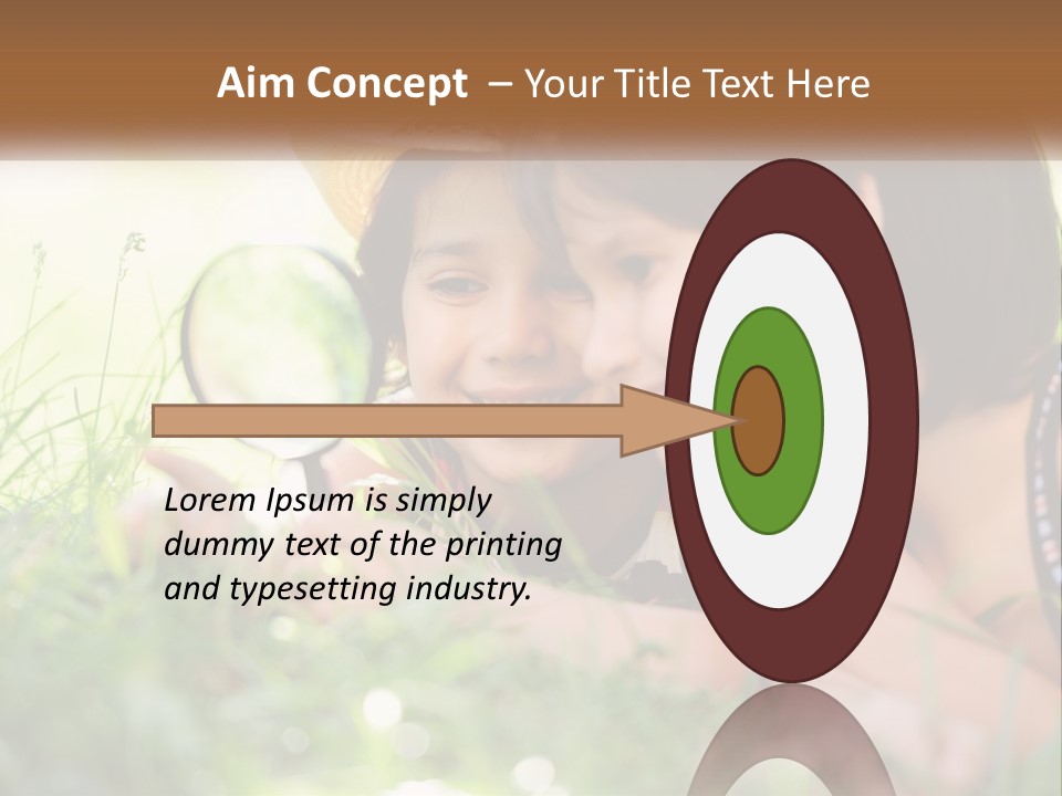 Two Children Looking At Each Other Through A Magnifying Glass PowerPoint Template