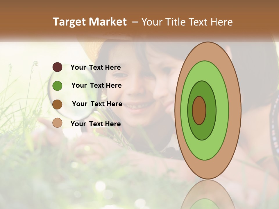 Two Children Looking At Each Other Through A Magnifying Glass PowerPoint Template