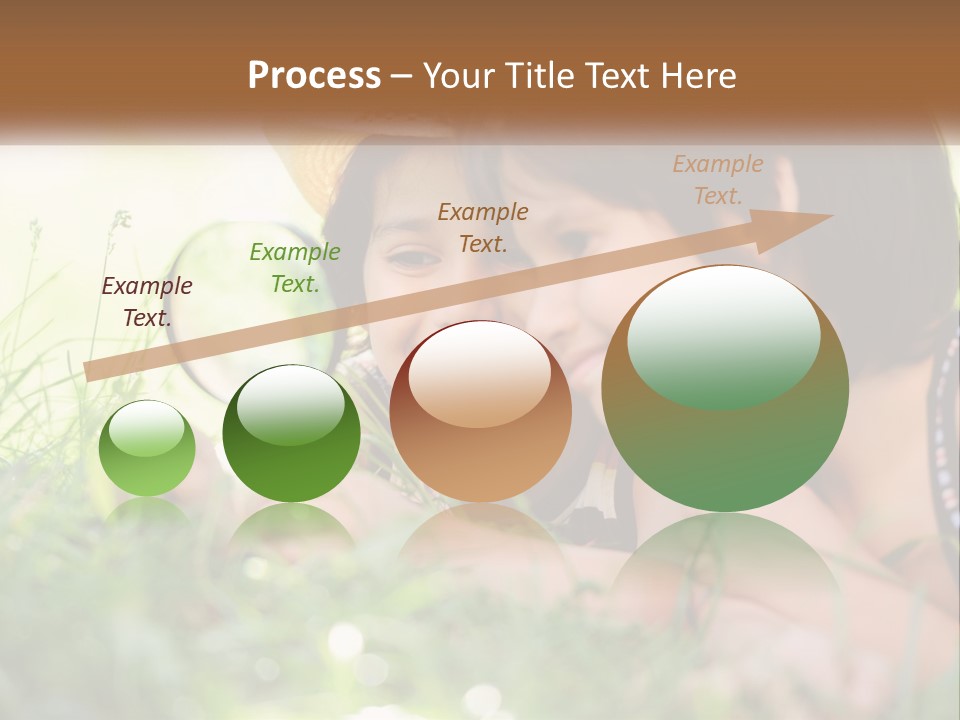 Two Children Looking At Each Other Through A Magnifying Glass PowerPoint Template