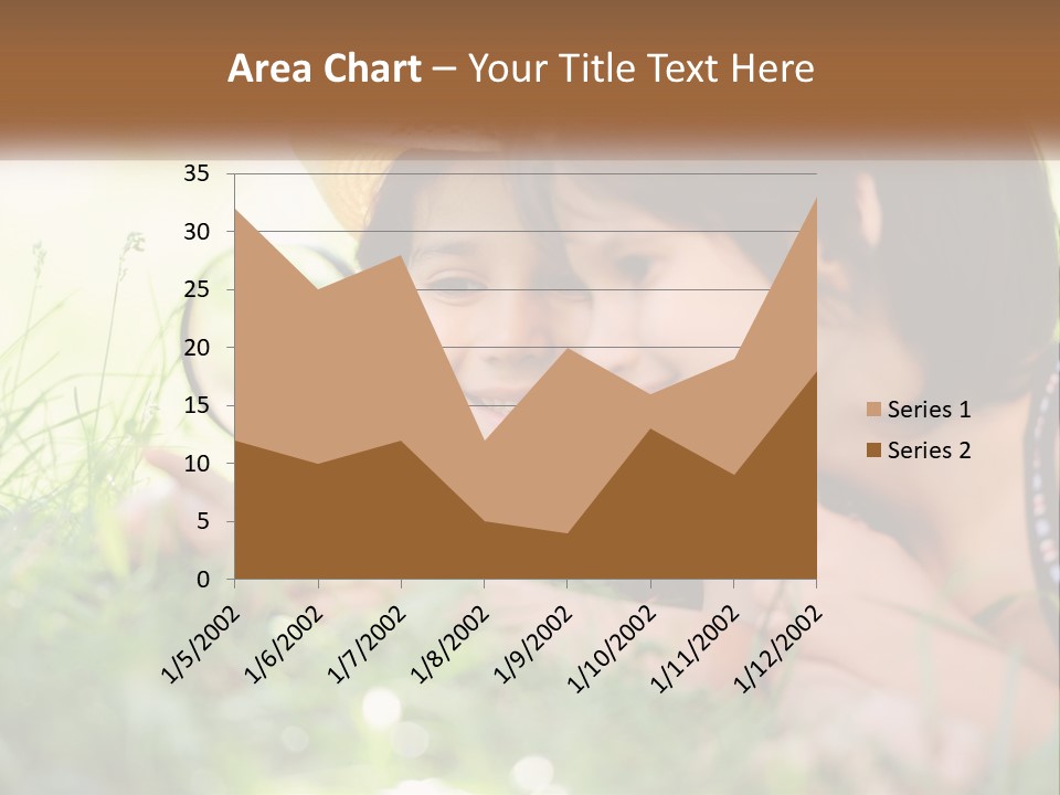 Two Children Looking At Each Other Through A Magnifying Glass PowerPoint Template
