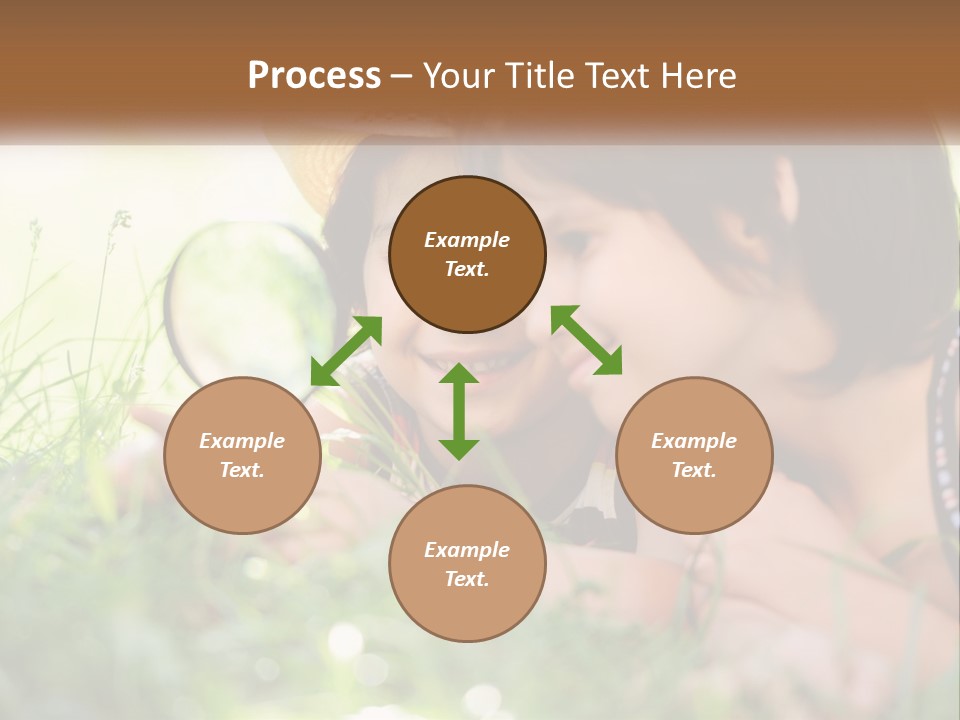 Two Children Looking At Each Other Through A Magnifying Glass PowerPoint Template