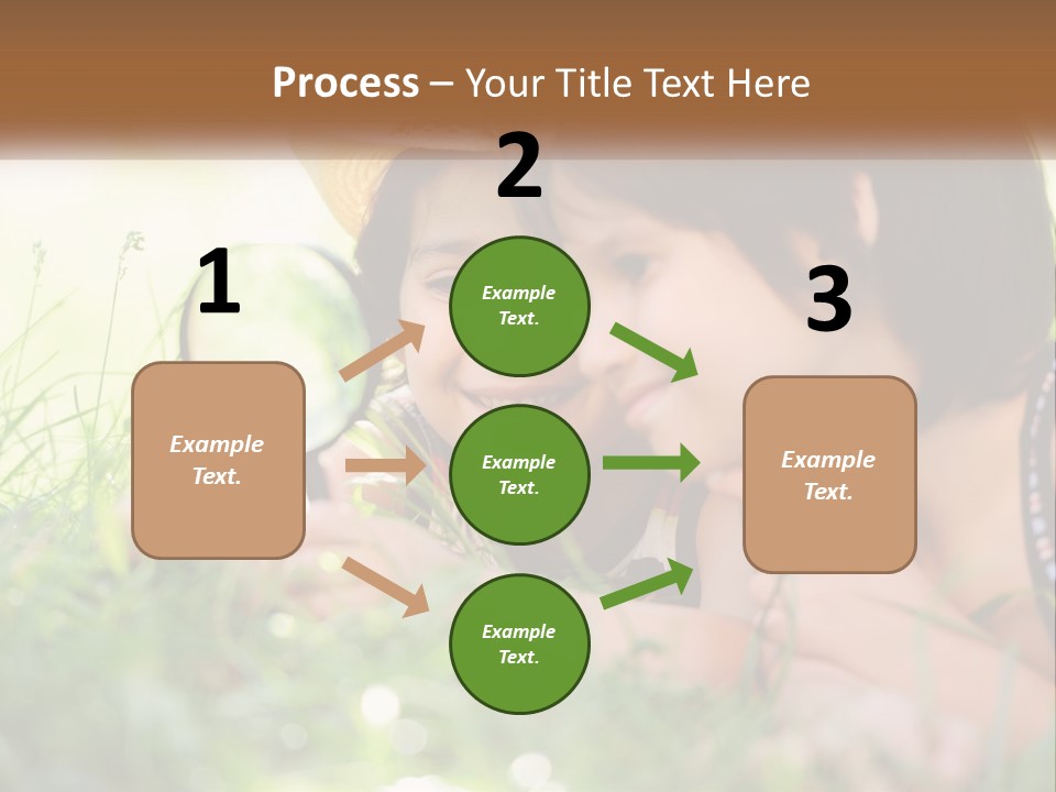 Two Children Looking At Each Other Through A Magnifying Glass PowerPoint Template