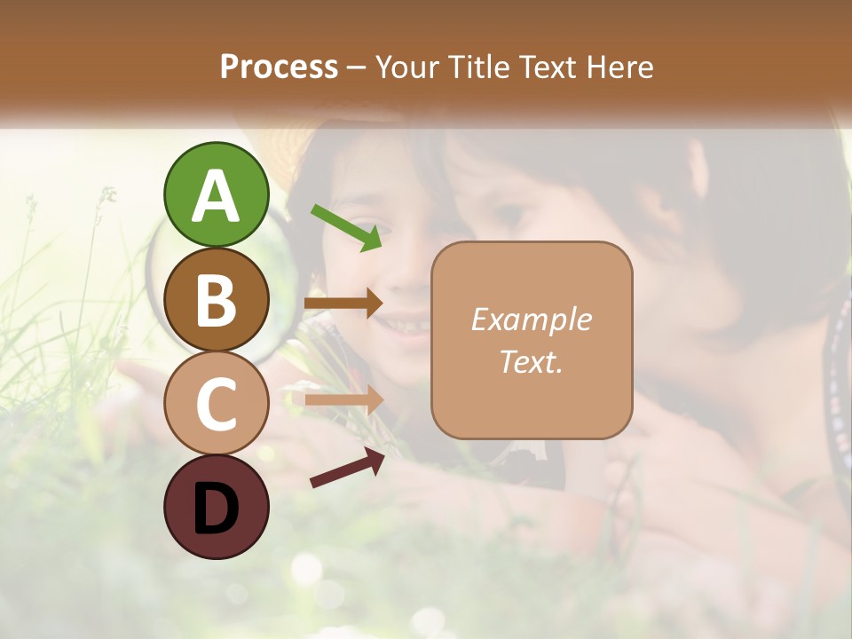 Two Children Looking At Each Other Through A Magnifying Glass PowerPoint Template