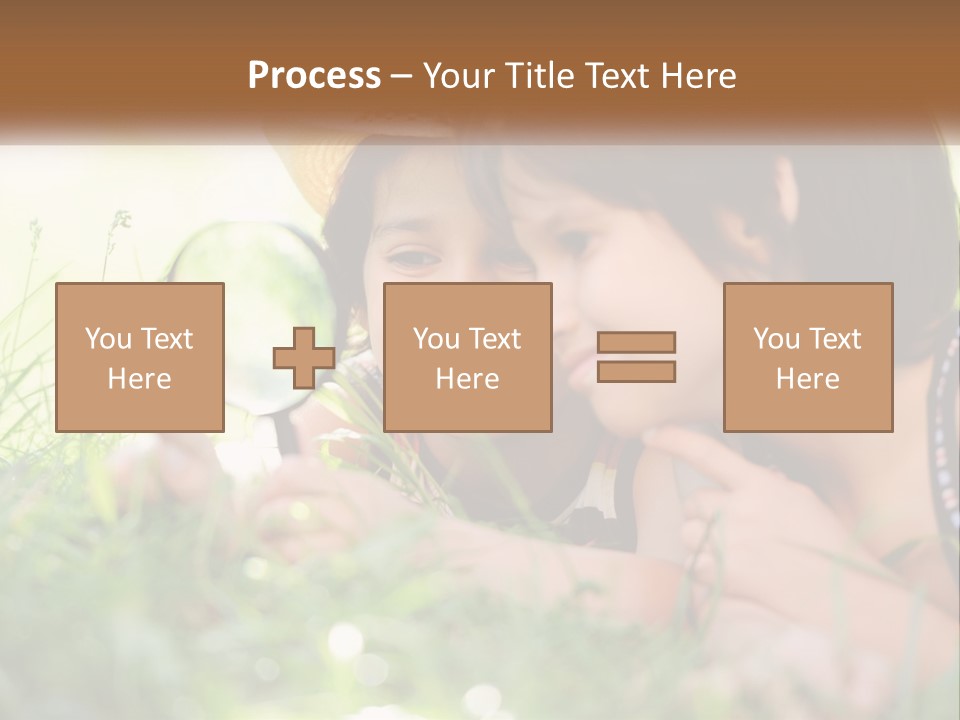 Two Children Looking At Each Other Through A Magnifying Glass PowerPoint Template