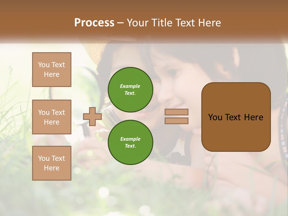 Two Children Looking At Each Other Through A Magnifying Glass PowerPoint Template