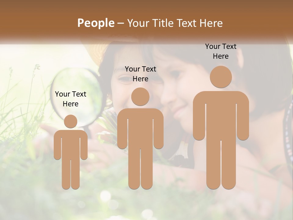 Two Children Looking At Each Other Through A Magnifying Glass PowerPoint Template