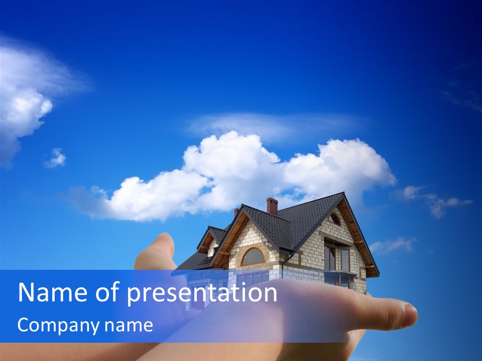A Person Holding A House In Their Hand PowerPoint Template