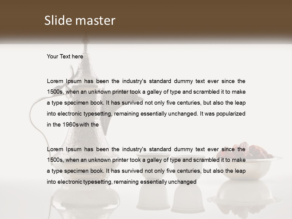 A Silver Tea Pot And Cups On A Table PowerPoint Template