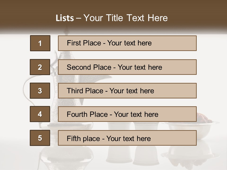 A Silver Tea Pot And Cups On A Table PowerPoint Template