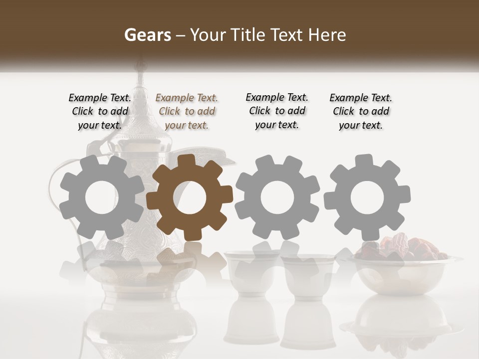 A Silver Tea Pot And Cups On A Table PowerPoint Template