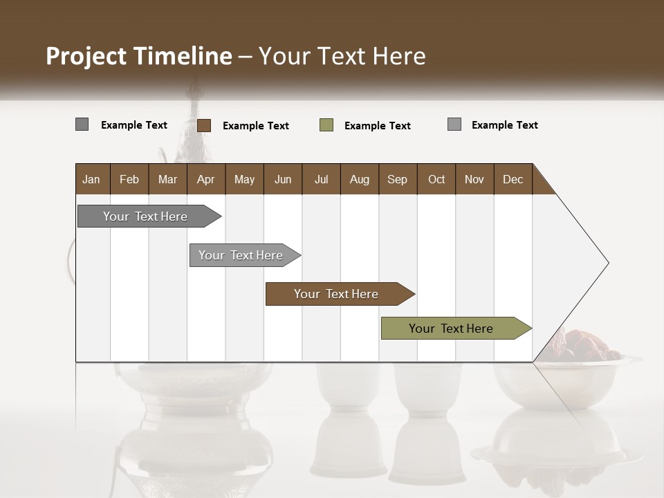 A Silver Tea Pot And Cups On A Table PowerPoint Template