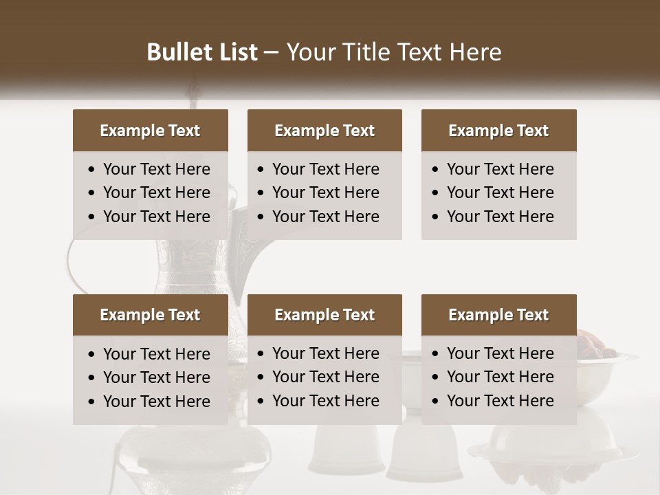 A Silver Tea Pot And Cups On A Table PowerPoint Template