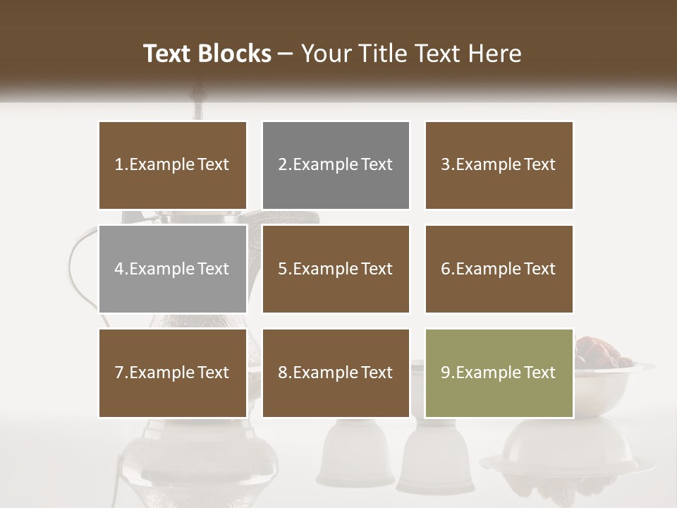 A Silver Tea Pot And Cups On A Table PowerPoint Template