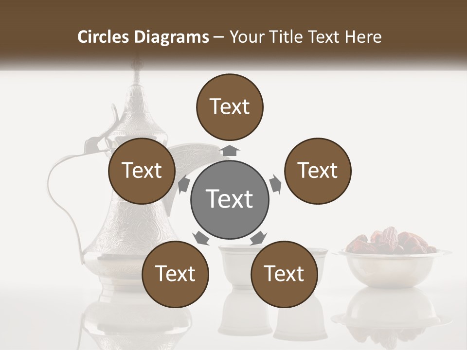 A Silver Tea Pot And Cups On A Table PowerPoint Template