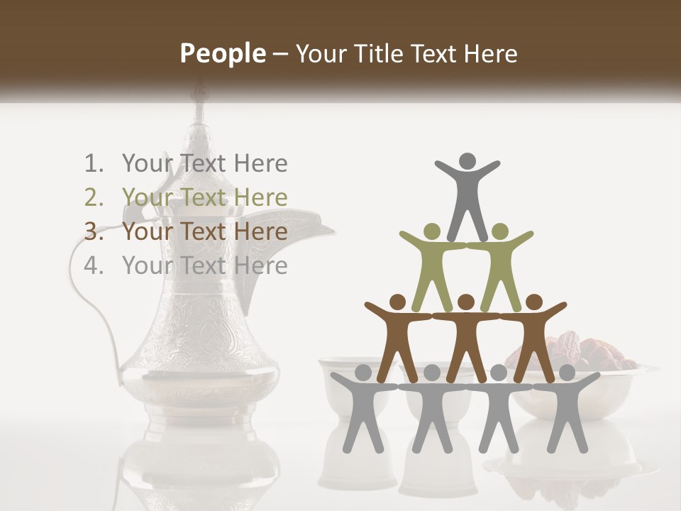 A Silver Tea Pot And Cups On A Table PowerPoint Template