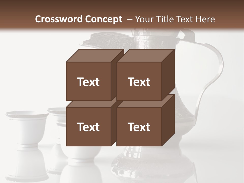 A Tea Pot And Three Cups On A Table PowerPoint Template