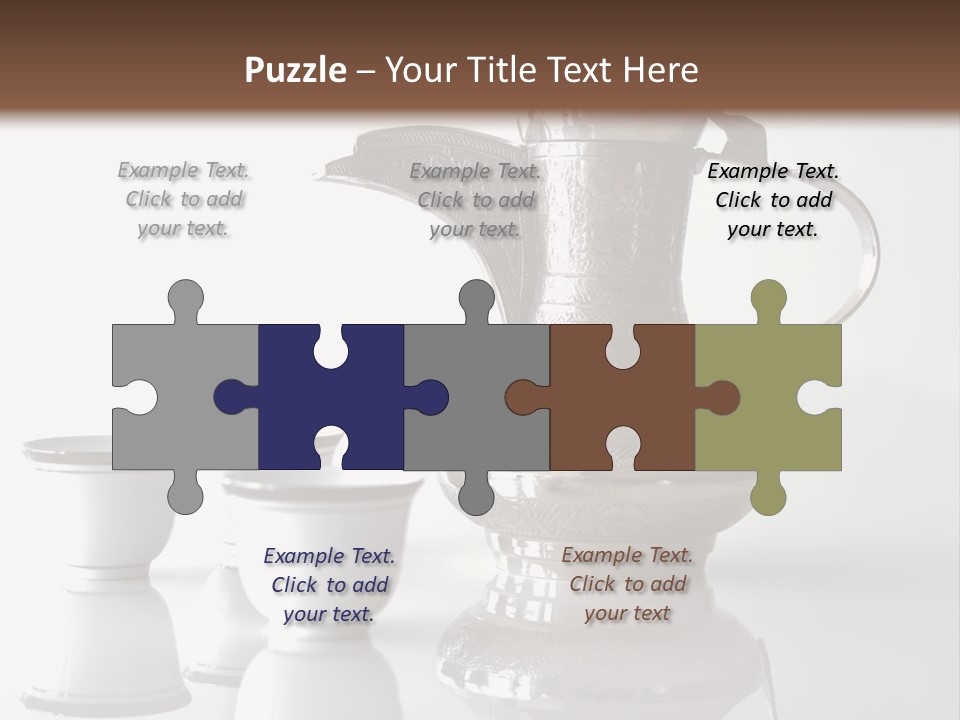 A Tea Pot And Three Cups On A Table PowerPoint Template