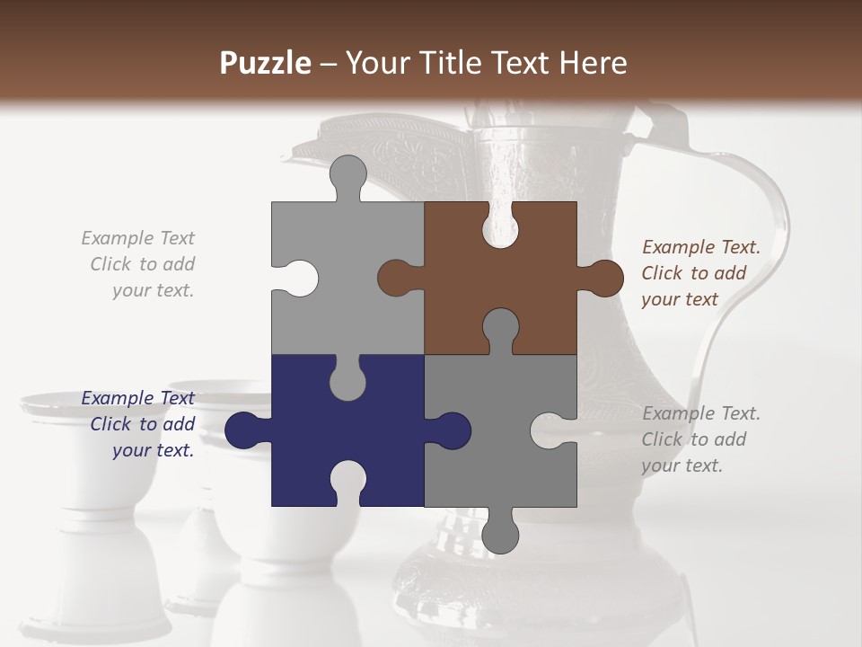 A Tea Pot And Three Cups On A Table PowerPoint Template