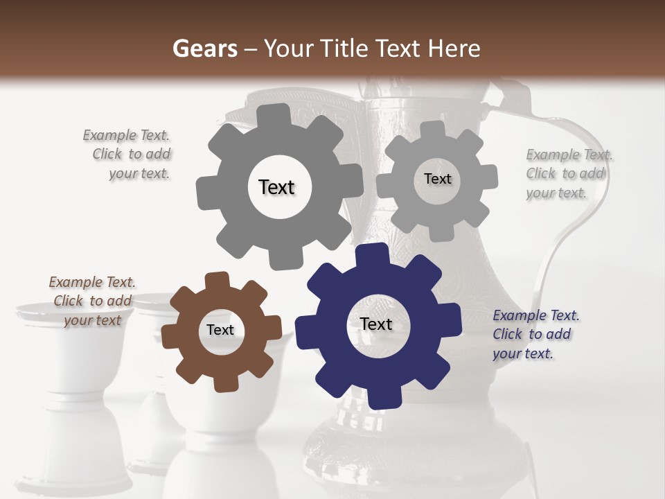 A Tea Pot And Three Cups On A Table PowerPoint Template