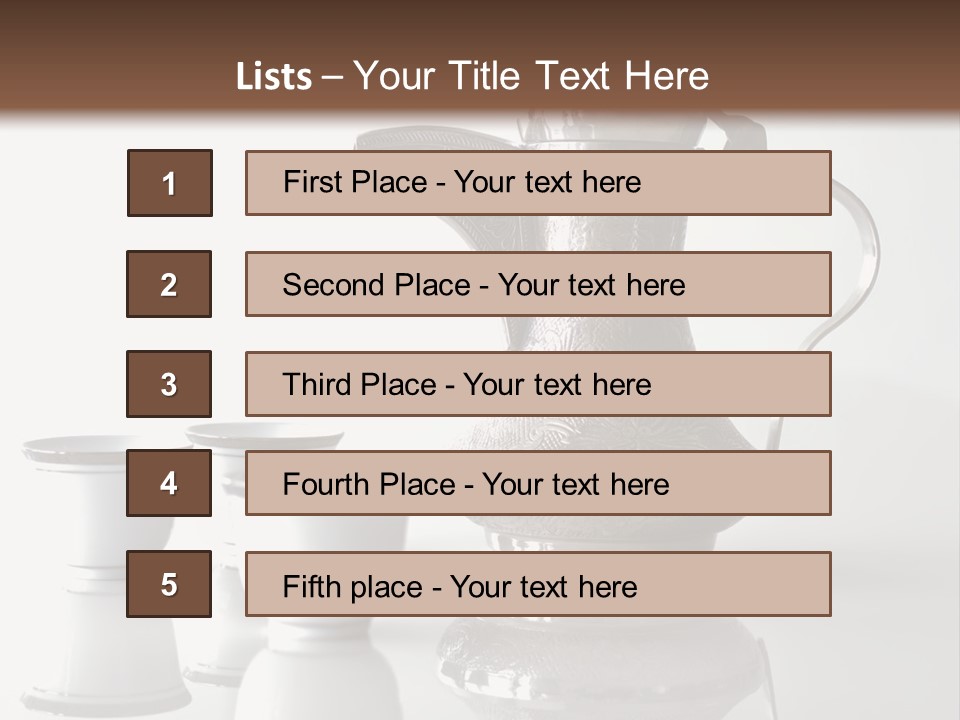 A Tea Pot And Three Cups On A Table PowerPoint Template