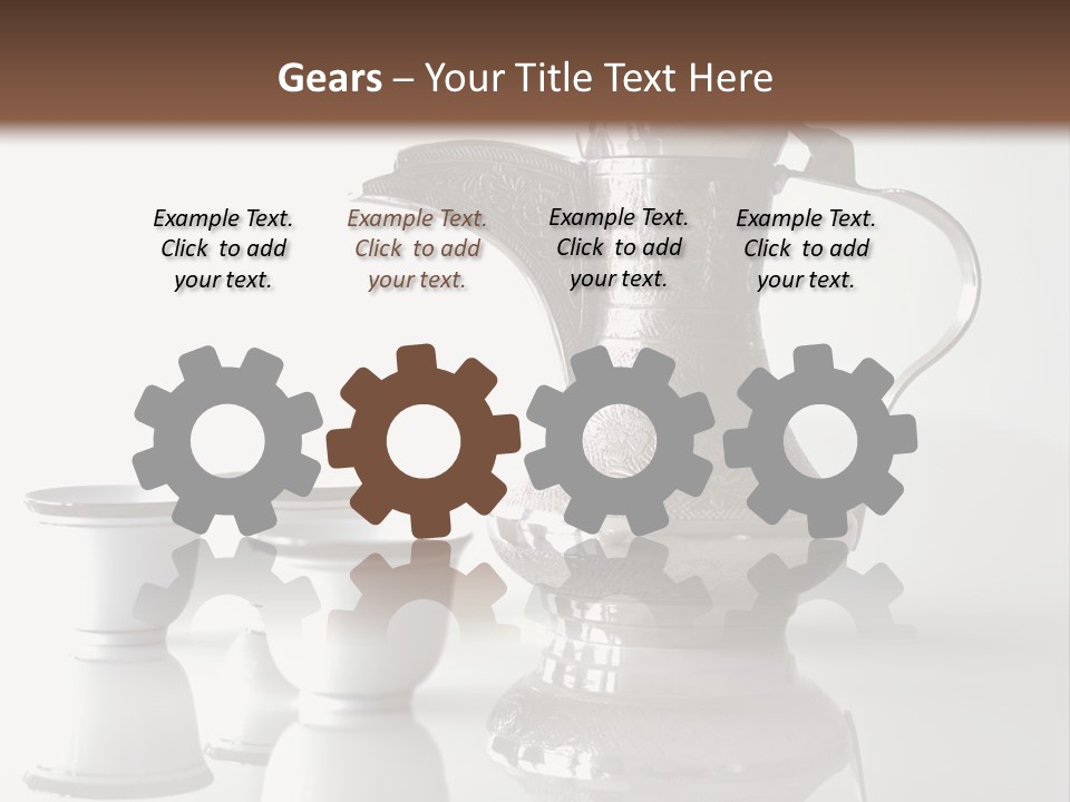 A Tea Pot And Three Cups On A Table PowerPoint Template